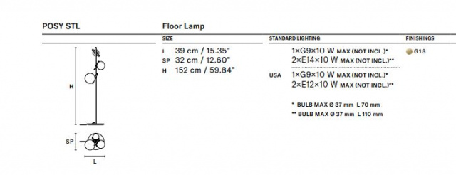 Итальянский светильник POSY STL Floor Lamp от Masiero